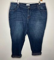 Lane Bryant mid rise boyfriend jeans plaid cuff size 22