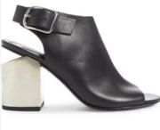 Alexander Wang Nadia open toe bootie black silver sz 40.5