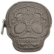Loungefly Gray Embossed Bone To Pick Sugar Skull Coin Purse