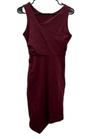 Betabrand No Sweat Sleeveless Burgundy Red Asymmetrical Sheath Dress Size XS