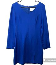 Y2K Hugo Buscati Collection Cobalt Blue Silk Dress Lined V-Neck Front Slit 4