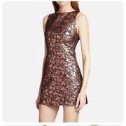 Alice & Olivia Dot Metallic Mini Dress Rose Gold Black