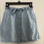 Madewell  Skirt Denim Chambray Button Front Belted Mini Lightweight Blue Size 0