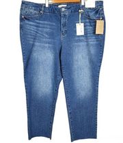 Jessica Simpson Cropped Jeans Blue Denim Slim Straight High Rise Plus Size 20W