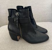 Black Leather Ankle Booties