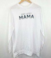 Apt. 9 One Lucky Mama White Pullover Crewneck Sweatshirt Women's Size Small S