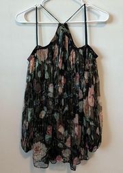 Zimmerman Floral Halter Sheer Metallic Silk Blend Blouse Size: 1