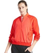 ATHLETA Zion Microfleece Full Zip Bomber Jacket in Torch Red Women's Medium