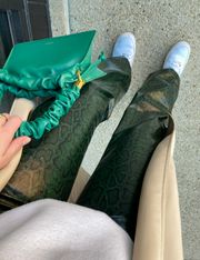 Green Snakeskin Faux Leather Pants