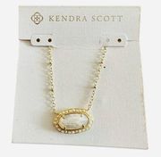 Kendra Scott Cory Opaque Black Glass Necklace w Rhodium Plating NWT $85