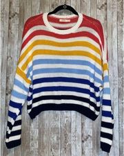 Women's Harper Colorful Striped Rainbow Slouchy Long Sleeve Knit Sweater Medium