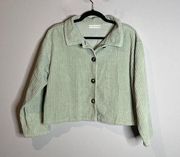 Bryn Walker sage green corduroy ribbed cropped jacket