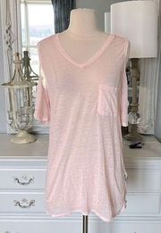 Romantic Seven7 Pastel Pink Semi Sheer Top Womens Small Open Shoulder