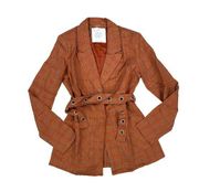 Honey Punch - Checkered Blazer in Orange and Gray