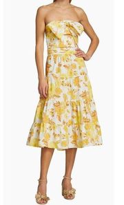 ba&sh Naimee Nonder Jaune Yellow Floral Two-Piece Tube Top Skirt Set sz XS US 2