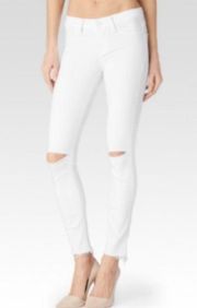 Paige Transcend Verdugo Crop Skinny Jeans in Arctica Destructed Size 27