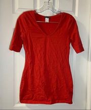 Venus Red V Neck Short Sleeve Fitted Top size Small