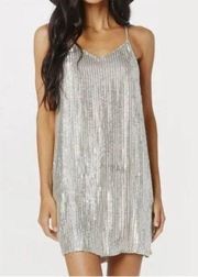 MLV Maison La Vie Noelle Silver Sequin Mini Spaghetti Strap Dress Sz. S