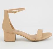 Nude Chunky Heel Ankle Strap Sandal