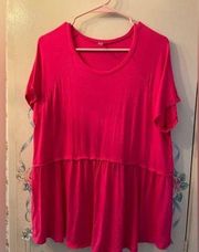 Women Hot Pink Ruffle Blouse XL