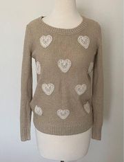 ✅LAUREN Conrad Sweetheart Sweater Crewneck Pullover Gold Long Sleeve Sz S