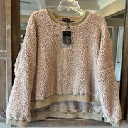 Fluffy Cozy Light Tan Pullover Boutique Hers & Mine Small Medium High Low