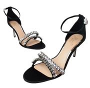 Badgley Mischka Black Jeweled MELANIA Strappy Sandals size 5.5