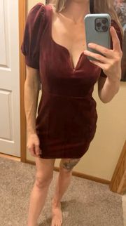 Lulus NWT  Velvet Puff Sleeve Mini Dress