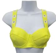 DKNY Balconete Underwire Swim Bikini Neon Citron Yellow Top Small NWT