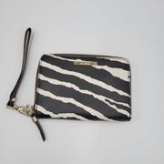 Stella & Dot Womens Wrist Wallet One Size Black Zebra Pattern Stripe Wristlet