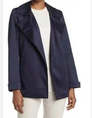Adrianna Papell Womens Open Front Trench Jacket Blue Back Yoke Collar M New​​​​​