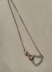 Rose gold and silver infinity heart necklace  