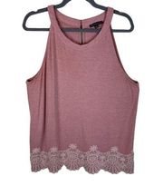 Adrianna Papell Mauve Embroidered Racerback Lightweight Stretchy Tank Size XL