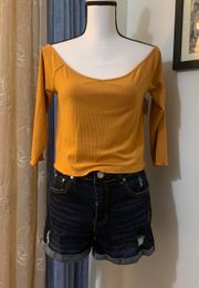 Mustard Yellow Ribbed Top