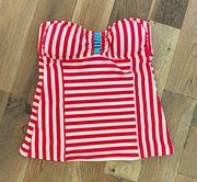 Bikini Red White Striped Swimwear Bikini Top Size Small