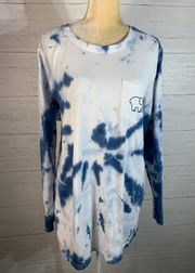 white/blue tie dye long sleeve tshirt size XXL