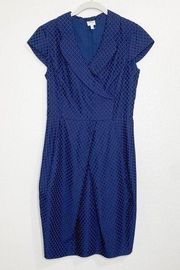 armani collezioni blue dotted cocktail dress faux wrap size 8