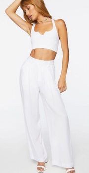 High Rise Wide Leg White Pants