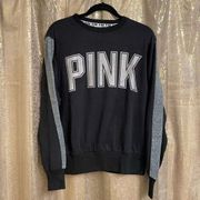 PINK Victorias Secret Black Glitter Sparkle Crew Neck Sweater, Oversized XS