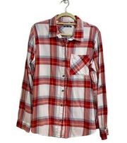 Magellan Red White Plaid Button Up Blouse Sz XL