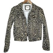 leopard print mob wife denim jacket size XS