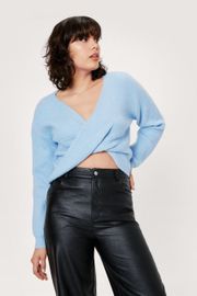 Twist Front Cropped Sweater