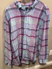 classic fit men’s plaid button down shirt - size xl