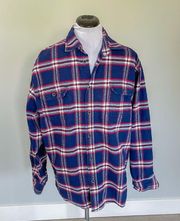 Oversized Boyfriend Plaid Button Down Shirt