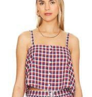 The Great. The County Line Plaid Cotton Tank Top
