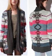 Urban Outfitters Ecote Intarsia Tribal Aztec Shawl Collar Open Sweater XS