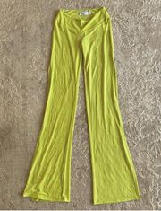 NWOT  XXS lime green mesh cover up side slit flare pants