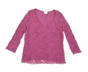 Fashion Bug Vintage Y2K Frilly Pink Lace Sweetheart Neck Blouse Size XL