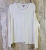 White Stag XL (16-18) Ivory Crewneck Button Front Cardigan Sweater