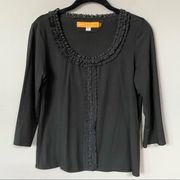 Cynthia Steffe Lace Ruffle 3/4 Sleeve Top